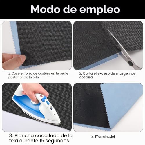 Miniatura 4 de Ferradrend Entretela Termoadhesiva 300x100 Cm Entretelas Adhesiva Plancha, Tela De Entretela Fusible Tissu Thermocollant Couture Para Manualidades, Costura Negro