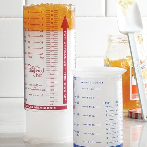 Pampered Chef Measure All Cup 2225 - Adjustable Plunger Design, Clear Measuring Cup