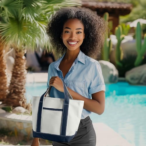 Bolsa pequeña de algodón DALIX 14" azul marino miniatura 3