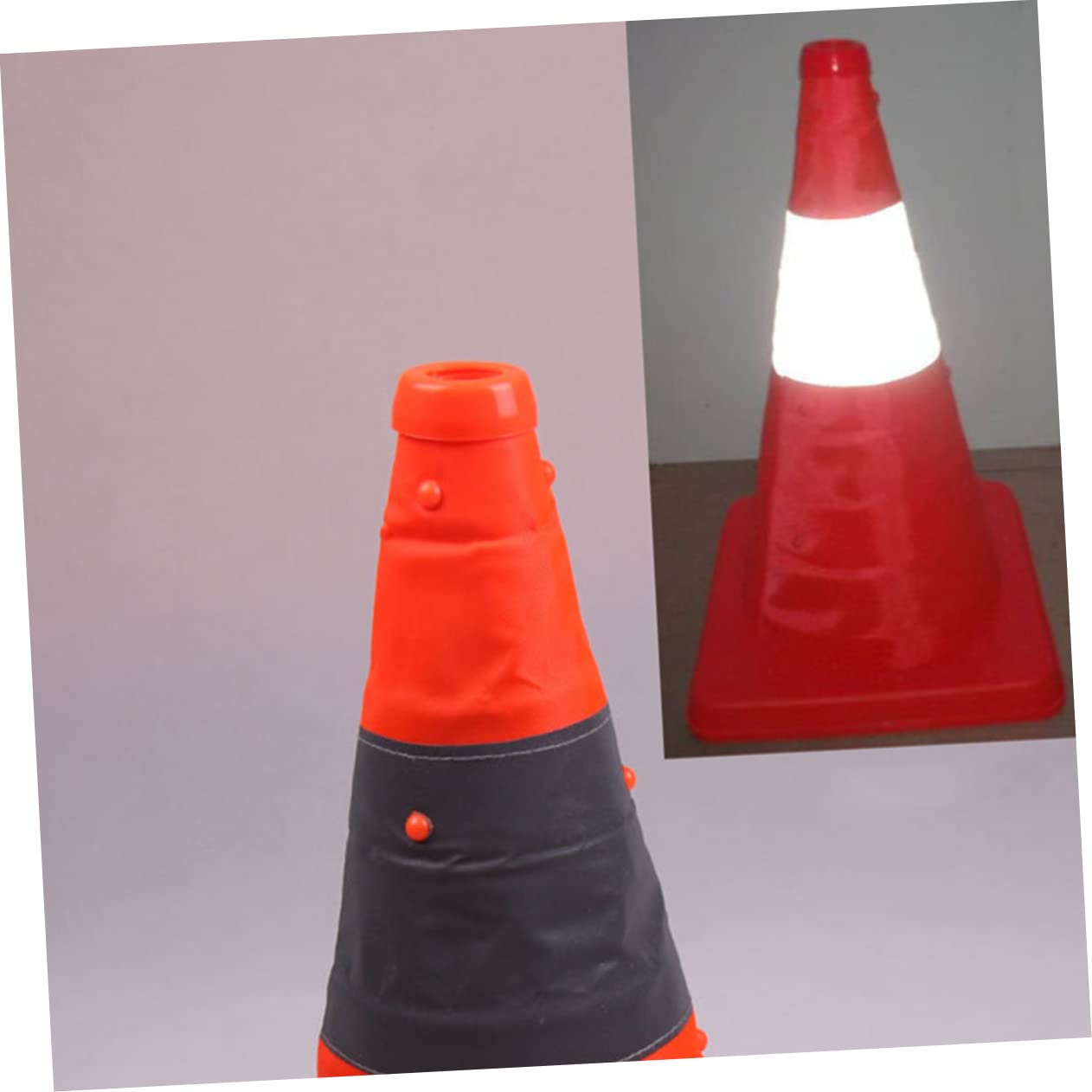 Cône Routier Pliable Réfléchissant avec Lampe LED Intégrée Orange