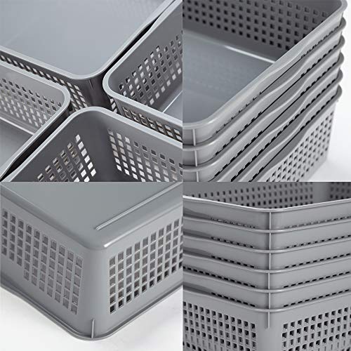 Eslite Plastic Organizing Baskets/Storage Tray Baskets,6-Pack,Gray #TOP2