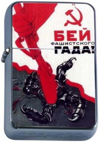 Smash Vile Fascist Russian WWII Windproof Refillable Flip Top Oil Lighter with Tin Gift Box D-166