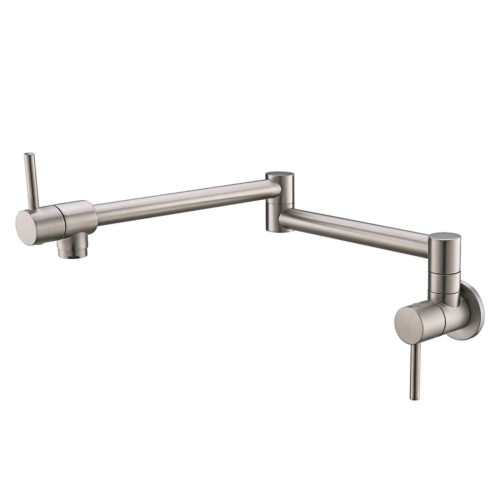 ZQFHSX Pot Filler Faucet, Brass Kitchen Faucet Folding Stretchable Wall Mounted Sink Faucets with Cold and Warm Water, Brushed Nickel