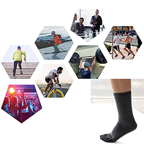 Vwell Toe Socks Cotton Running Athletic Socks Midweight Crew Five Finger Socks 3 Pairs,Size 7-11 #TOP5
