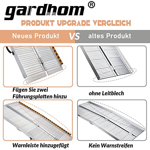 Rollstuhlrampe Klappbar, gardhom Rollstuhlrampe für Treppen 214cm, 362kg LadekapazitäT Anti-Rutsch, Extrabreit 72cm Schwellenrampe füR Heimtreppen Treppen TüRen