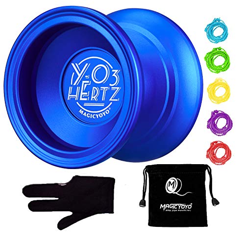 MAGICYOYO Y03 Hertz Professional Unresponsive Yoyo Long Spinning Yoyo with Glove, Yoyo Bag and 5 Replacement Yoyo Strings-Blue
