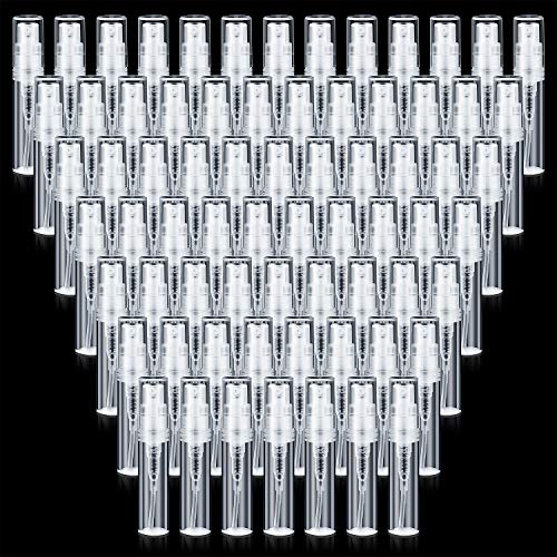 80 Mini Botellas de Spray de Viaje Transparentes Contenedor de Botella Vacía...