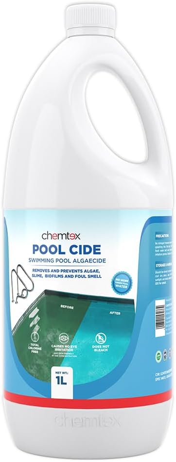 Chemtex Pool Cide | Swimming Pool Water Algaecide | Removes Green, Black, Mustard Algae (1L)