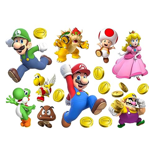 Mario Wandtattoo Set - 4-teilige Wandaufkleber Für Kinderzimmer In Multicolor