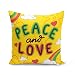 Housse de Coussin 40x40 cm Peace and Love Arc en Ciel Hippie Psychedelique 70's Couleurs