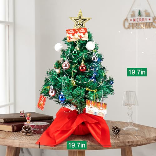 Yostyle Mini árvore de Natal de mesa, decoração de árvore de Natal pequena artificial de 50 cm com t