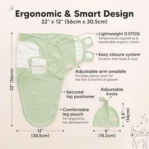 Image of KeaBabies 3-Pack Swaddles for Newborns, Girls, Boys with Hats - Organic Soft Baby Sleep Sacks, Breathable Baby Swaddle 3-6 Months Beanies Set, Premie Infant Sleep Sack 0-3 Months (Fleur)