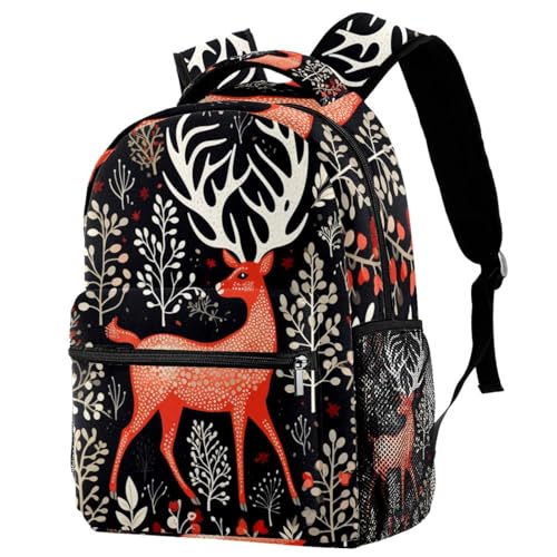 Sac à dos d'élan de Noël pour enfants de grande capacité multicolore