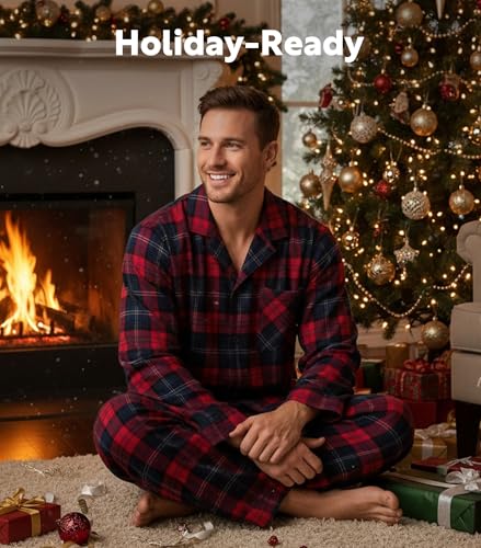 Image of DAVID ARCHY Men's Pajamas Set Flannel Pjs Sets Cotton Pajamas for Men