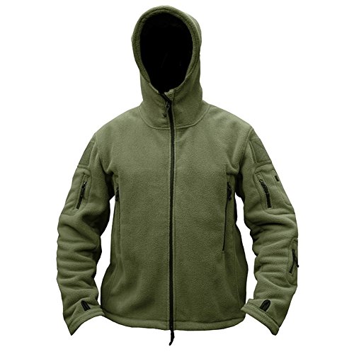 Refire Gear Men's Warm Military Tactical Sport Fleece Hoodie Jacket, Army Green, Medium #TOP1