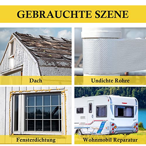 fowong Alu Butylband, Wasserdichtes Klebeband 50mmx5m Reparatur Dichtband Panzertape Alufolie Dickes Butyltape zum Abdichten und Befestigen im Loch Rohr Dach Wohnmobil