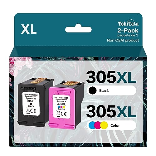TohiTata 305XL Cartuchos de Tinta Remanufacturado para HP 305 XL, Negro y Tricolor, Alta Capacidad,Compatible con HP DeskJet 2720 2720e 2722 2722e 2723,DeskJet Plus 4120,Envy 6020 6022 6032