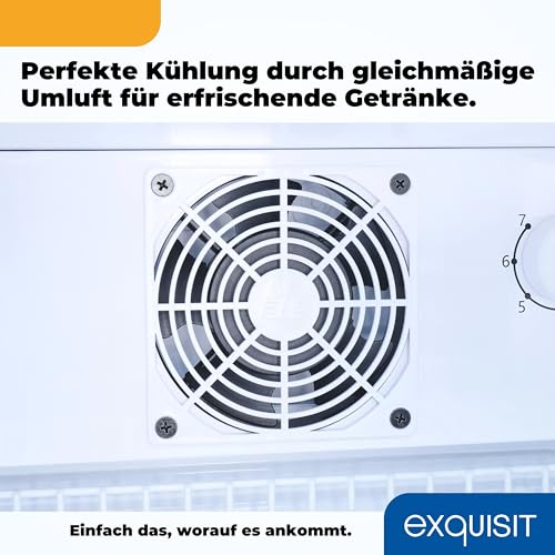 Exquisit Glastürkühlschrank GKS120-GT-160C weiss | Nutzinhalt: 118 L | Türschloss | 3 Gitterablagen | Umluftventilator | Standgerät