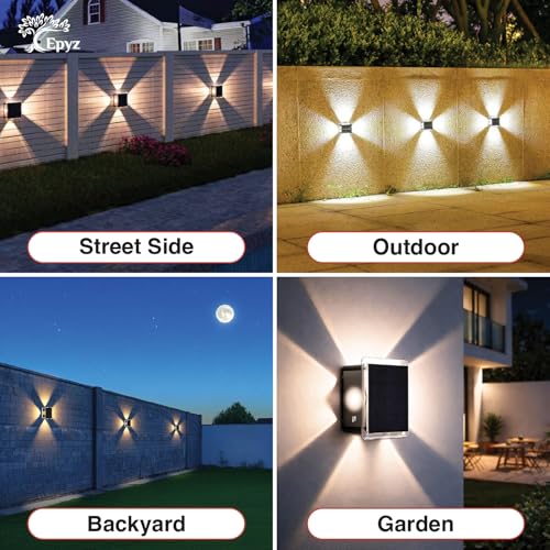 Image of Epyz Solar Wall Light Outdoor 4 Side Waterproof Garden Decoration Wall Lamps Step Small Night Lamp Garden Lighting Fence Courtyard Decor 4 LED [ Multicolor, Pack of 4 ]