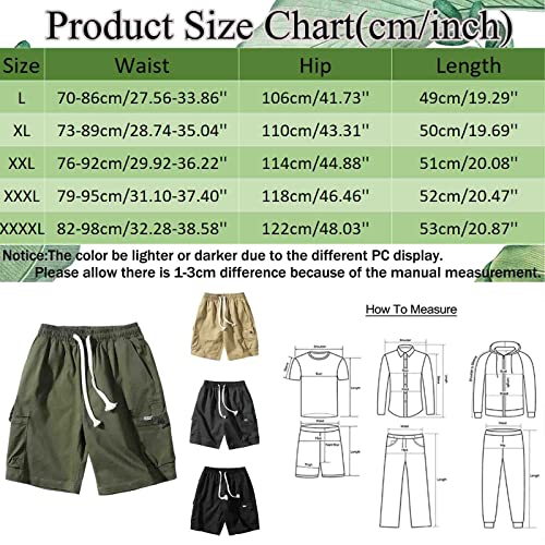 Mens Shorts Pack Mens Shorts Cargo Pockets Cotton Shorts Relaxed Fit Comfortable Travel Shorts Sport Fitness Running Shorts(37-Khaki,3X-Large) #TOP6