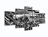 Damaged Weapon Gun Canvas Print Pictures Framed, Modern Contemporary Paintings on Canvas Posters and Prints Wall Art for Living Room Bedroom Home Decor Gallery-wrapped Art 5 Piece Set (60''W x 32''H)