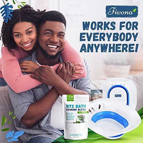 Fivona 2-In-1 Sitz Bath Soak Kit Over The Toilet Seat With Epsom Salt With Essential Oils Blend For Hemorrhoids And Postpartum Care Ideal For Perineal Soaking And Fast Irritation Relief #TOP2