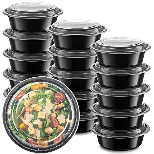 15-Pack Meal Prep Plastic Microwavable Food Containers Bowls For Meal Prepping With Lids (28 Oz.) Black Reusable Storage Lunch Boxes -Bpa-Free Food Grade -Freezer & Dishwasher Safe. - Premium Quality #TOP5