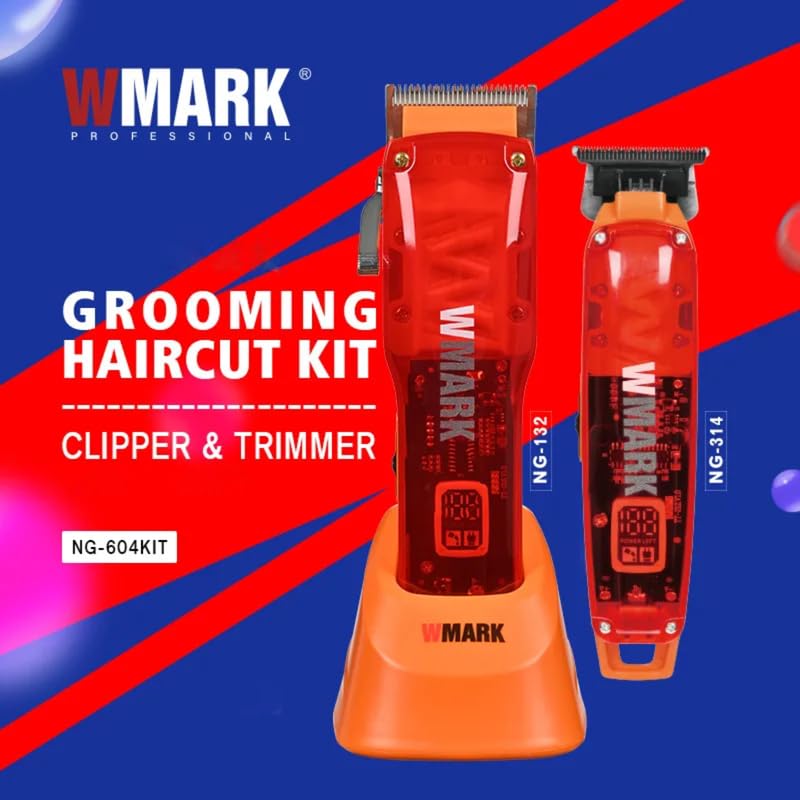 Image of WMARK Hair Clipper 7000Rpm & 6500Rpm Magnetic Motor USB Charging Cable adapter charging stand 9 Guide Comb Taper Lever Adjustments Clipper T-Cutter 0.1Mm Gapped Trimmer Runtime 240 & 180 Min, Model 3