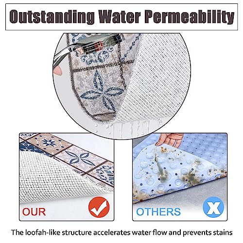 Square Shower Mat 24x24 Inch Non Slip Bath Mat for Inside Shower Loofah Shower Mat for Elderly Soft Textured Foot Massage Pad Bathroom Floor Mat for Wet Area, Without Suction Cups, Quick Drying by EIVINJE - Used condition - Image 4