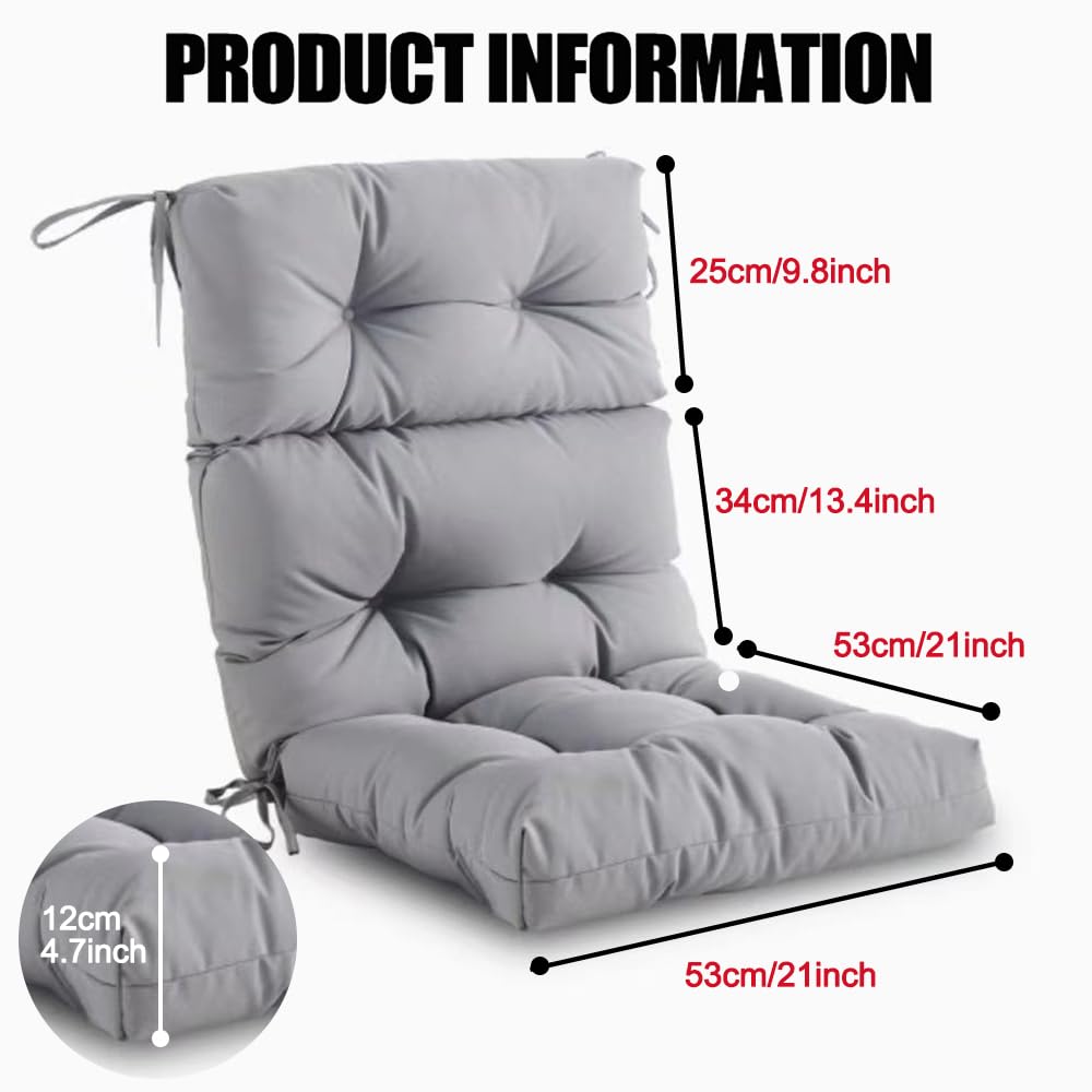 Highdi Coussin de Chaise Longue à Dossier Hydrofuge, Coussin Bain de Soleil, 12cm Épaissi Rembourré Antidérapantes pour Transat Jardin Plage Salon Intérieur Extérieur (Jaune,112x53cm)