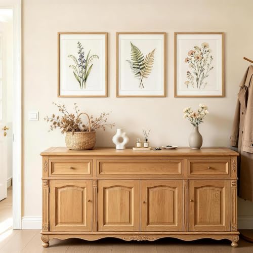 Image of upsimples 18x24 Picture Frame Solid Wooden, Nursery Wall Frames Set of 3 | 100% Natural Solid Wood, Fit 16x20 with Mat and 18 x 24 Posters, For Kids Room, Gallery Wall Decor