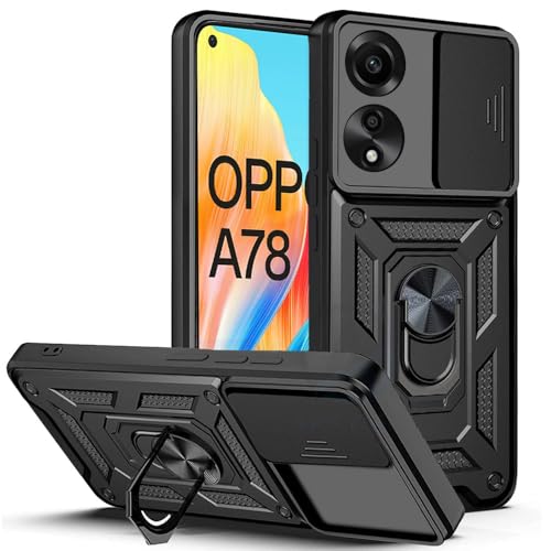 Tough Armor Oppo A78 4G Bumper Back Case Cover | Ring Holder & Sl...