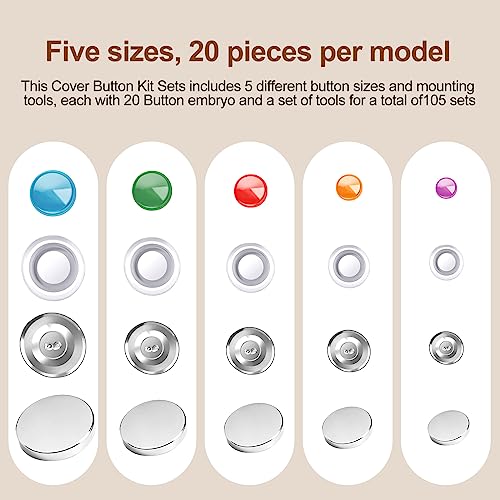 Cover Button Kit With 5 Different Size Buttons & Tools, Make Your Own Buttons, Diy Fabric Button With Maker, 100 Button Sets & 5 Tools #TOP2