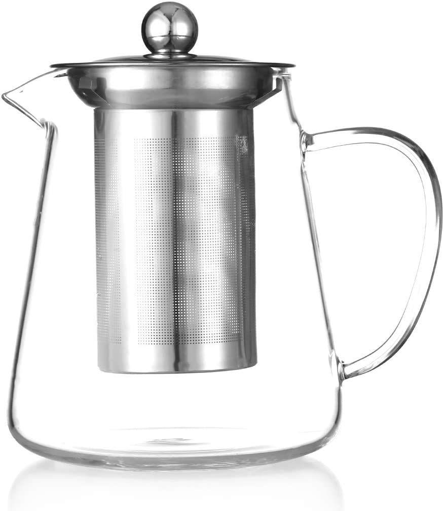 Kwadratowy szklany czajniczek odporny na wysoką temperaturę kubek do butelki z zaparzaczem idealny do herbaty i kawy (450 ml)