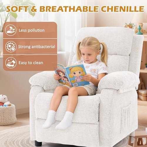Image of Korser Recliner Chair, Living Room Chairs for Adults, Padded Deep Seat Reading Chair with Side Pockets, Small Recliners for Small Spaces, Lounge Chair for Living Room, Bedroom, and RV (Chenille)