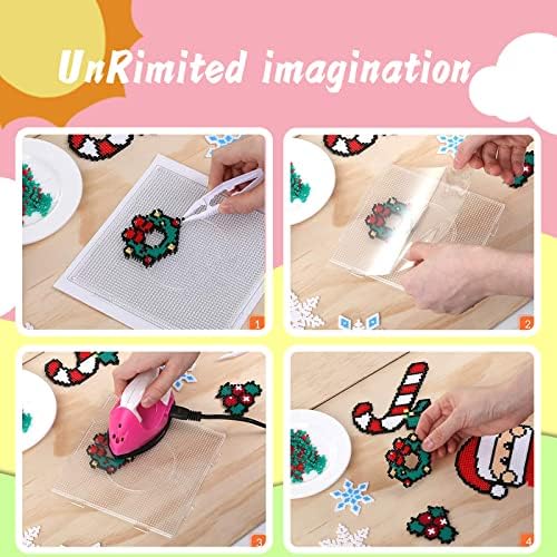 24,000pcs Fuse Beads Kit-48 Colors 2.6mm(0.2inch) , Mini Fuse Beads Craft Set with Pegboards, Pattern Cards Tweezers, Ironing Paper and Keyring etc (24000)