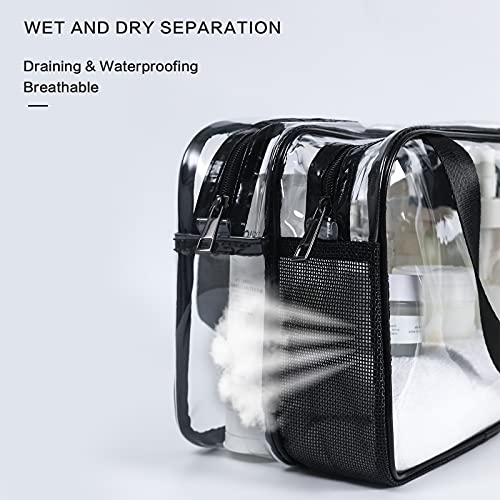 Auseibeely Clear Toiletry Bag for Women Men, Portable Large Travel Makeup Bag, Waterproof & Draining Transparent Cosmetic Bag, Carry On Airport Airline Compliant Bag3