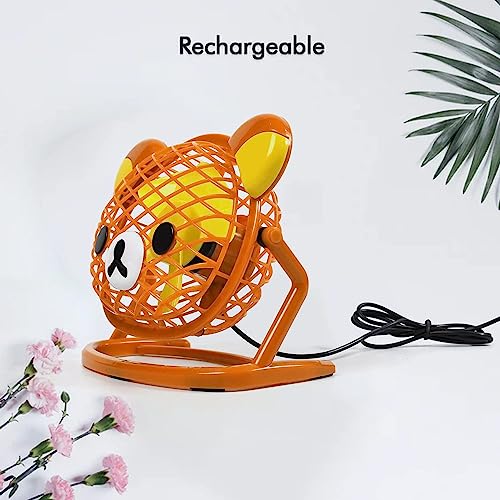 Image of ATEVON Cute Teddy Bear USB Fan - Portable Mini Desk Fan for Kids, Home, Office, Car & Study Table - Adjustable Silent Cooling Fan for Personal Use