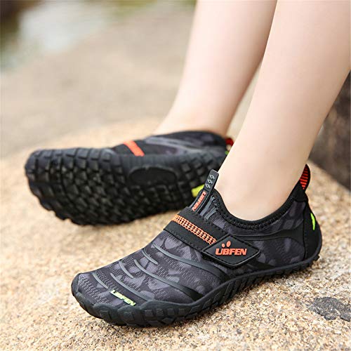 Image of UBFEN Water Shoes for Kids Boys Girls Aqua Socks Barefoot Beach Sports Swim Pool Quick Dry Lightweight Toddler Little Big Kid | Lightweight, Barefoot-style, Perfect for Water parks, Beach, Pool, Kayak, Creek Hiking, Camping, Toddler, Little Kid, Big Kid