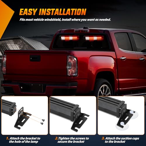 Image of Nilight 144 LED Strobe Traffic Advisor Light Bar Red White with Controller | 2 in 1 Automotive Emergency Warning Flashing Police Windshield Lights Bars for Cars Tow Plow Trucks Construction Vehicles