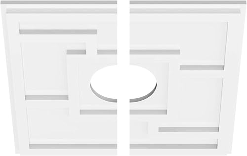 Miniatura 2 de Ekena Millwork CMP16KX2-04000 Knox grado arquitectónico PVC contemporáneo, medallones de techo de uretano de dos piezas 16 "OD x 4" ID x 5 12 "C x