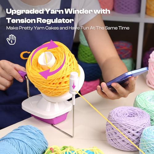 Image of Caydo Manual Yarn Winder with Tension Spring for Tight Winding 4-7oz Cake | Portable Compact Lightweight Design, Easy to Use & Carry Anywhere, Great Craft Helper for Crochet & Knitting Lovers Purple