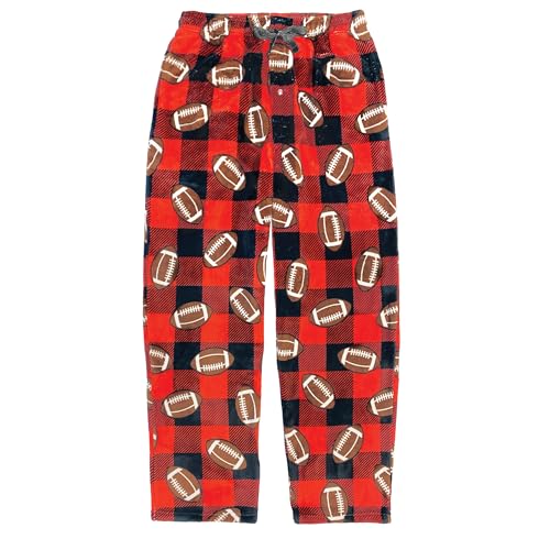 Collections Etc Men's Men's Football Plaid Drawstring Waist Lounge Pants Red Large