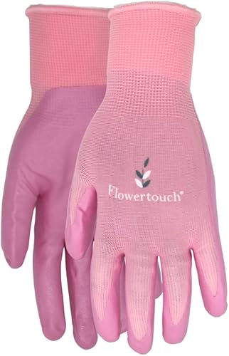 Miniatura 6 de Red Steer A369 Flowertouch - Guantes de césped y jardín, palma de nitrilo, rosa, morado o rojo, tallas S-L, se venden por pares