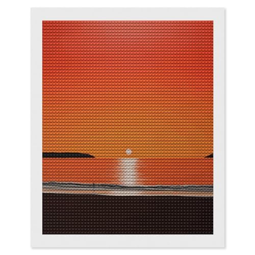 Peinture diamant coucher de soleil pour déco salon chaleureuse