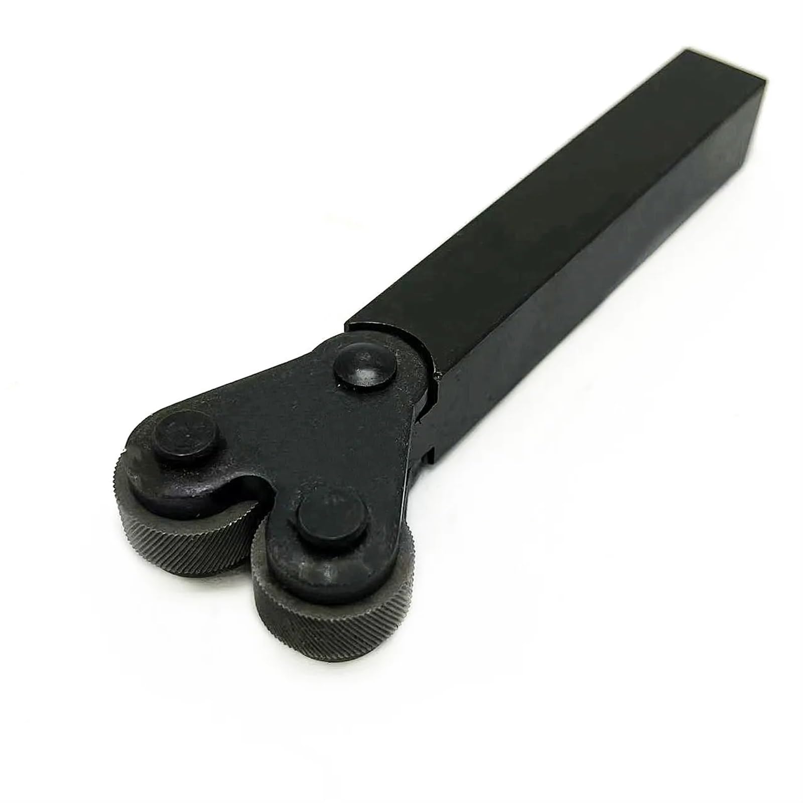 Narzędzie do radełkowania, Opakowanie 7 sztuk: koła radełkowane skośne 0,6/1,0/2,0 mm HSS i stalowy uchwyt do tokarki 16 mm x 18 mm