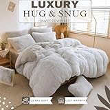 M-V-O Luxury Faux Fur Shaggy Duvet Cover Bed Set, Snuggle Cuddle Hugg Snug Duvet Cover Set, Super Soft Fluffy Fur Quilt Sets, Warm Thermal Cosy Winter Bedding Set (Silver, King) - Image 2