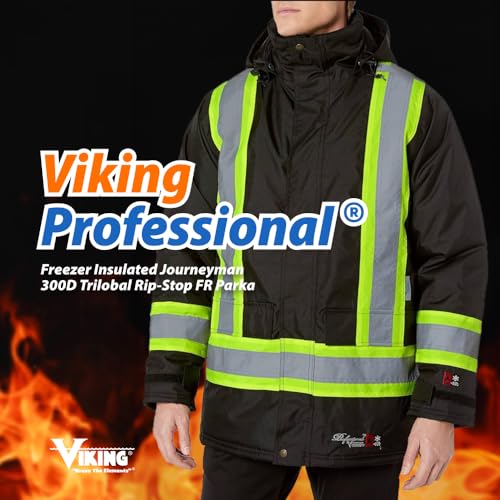 Viking Professional Freezer Insulated Journeyman FR Jacket - Waterproof 300D Trilobal Rip-Stop Hi Vis Jackets for Men, Black - X-Large by Viking - Image 2