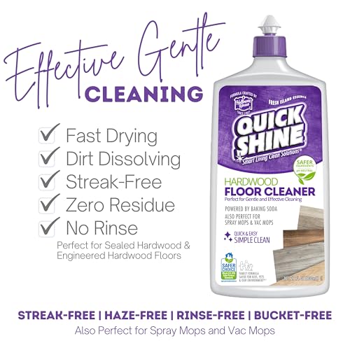 Quick Shine Hardwood Floor Cleaner 27oz| Use in Spray & Vac Mops| Removes Dirt & Scuff Marks| Ready-to-Use, Streak Free, No Rinse| Safer Choice Cleaner| Perfect for Gentle and Effective Cleaning