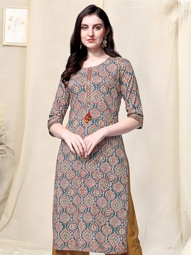 Image of MIRCHI FASHION Women's Straight Fit Paisley Printed And Embellished Kurta Set with Dupatta and Trouser